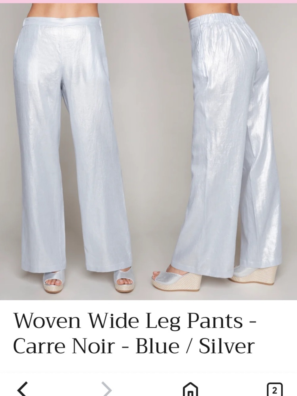 Linen Blue/Silver Woven Wide Leg Pants
